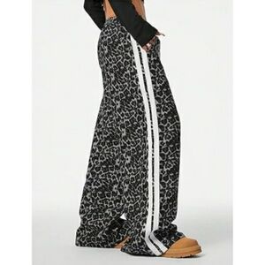 Women's Leopard Pants Side Stripe Cheetah Print Sweatpants